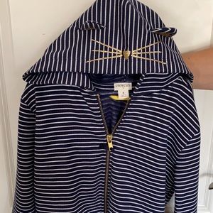 Crewcuts girls blue and white hoodie with cat ears- size 8
